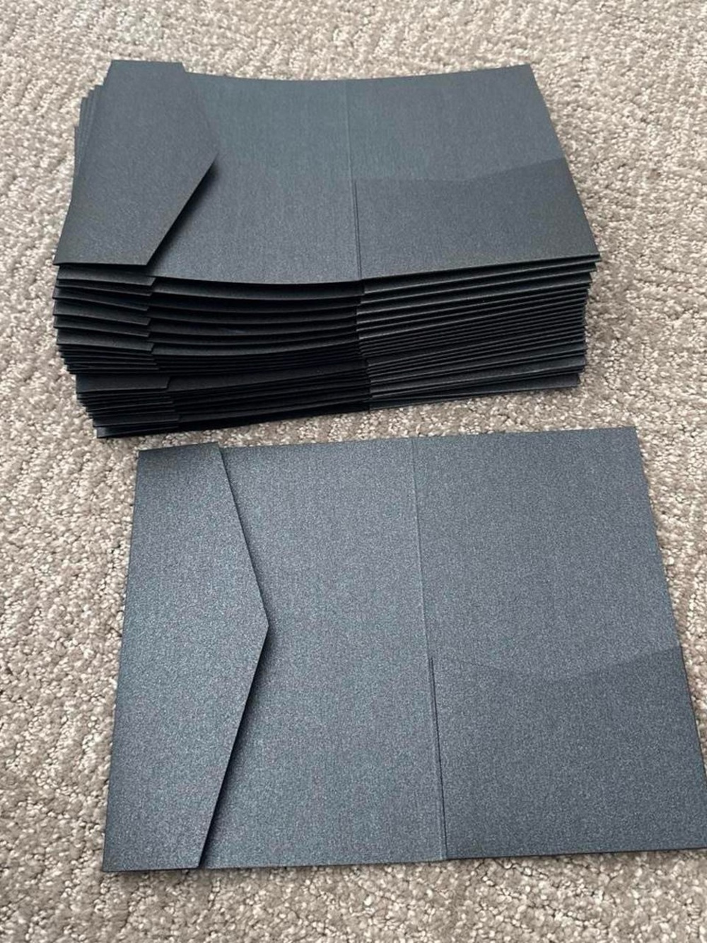 Black Shimmer Party Invitation Folders - Premium Folded Cards